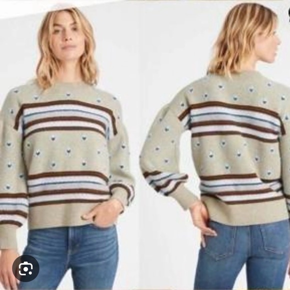 Banana Republic Sweaters - BANANA REPUBLIC Large Oversized Fair Isle Balloon Sleeve Wool Sweater